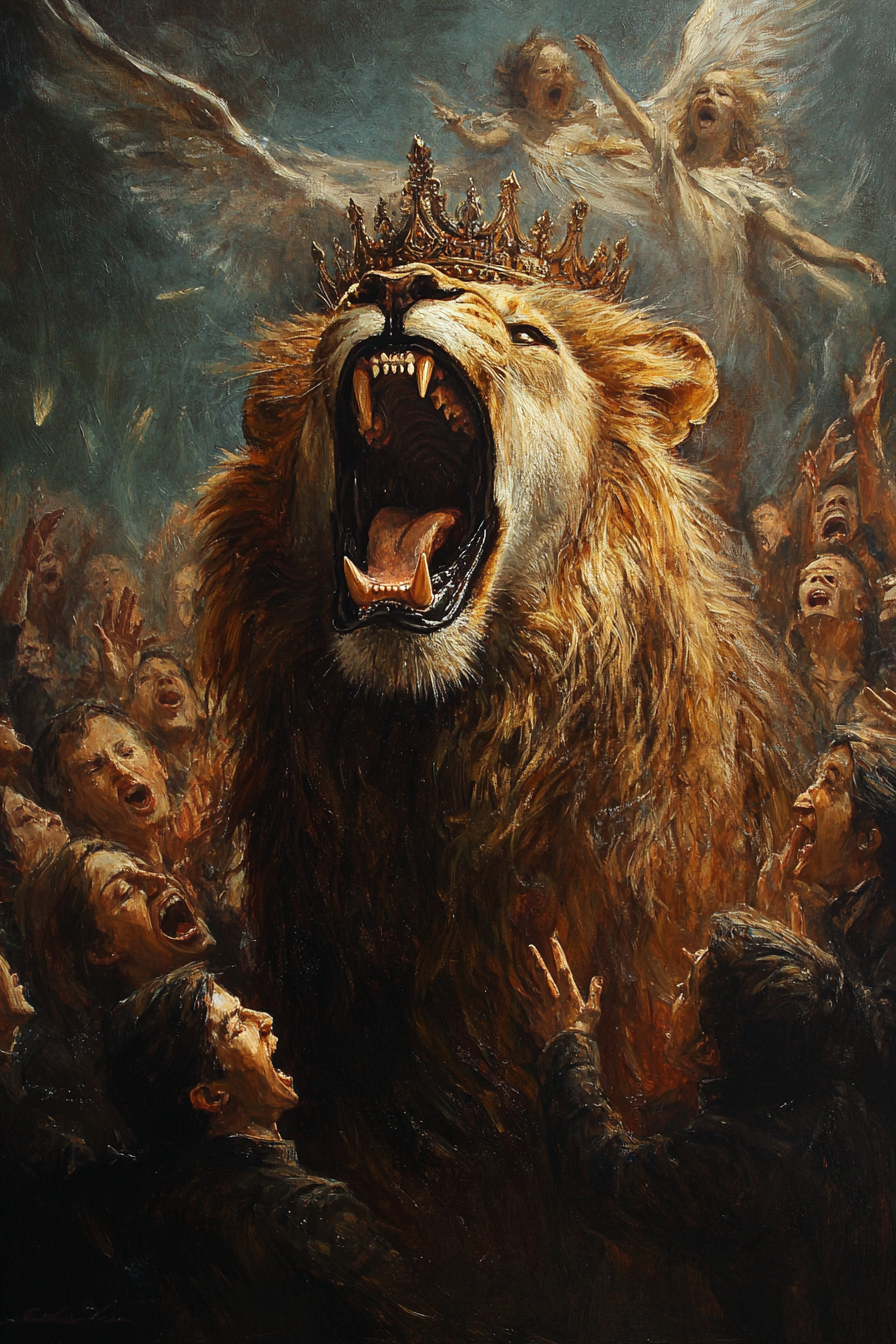 andreabahar_A_lion_with_an_angel_in_its_mouth._There_is_a_crown_e50897ce-9c2c-459c-a63f-b9beaa898335